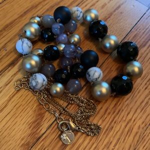 Talbots vintage stone and pearl 34” necklace w extender in good condition